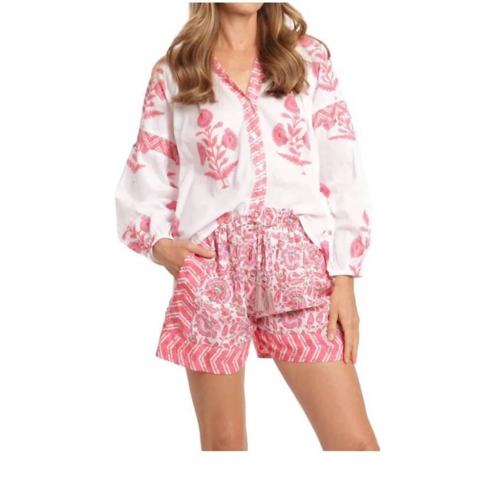 NEW BINDU carlie long sleeve top in cherry pink